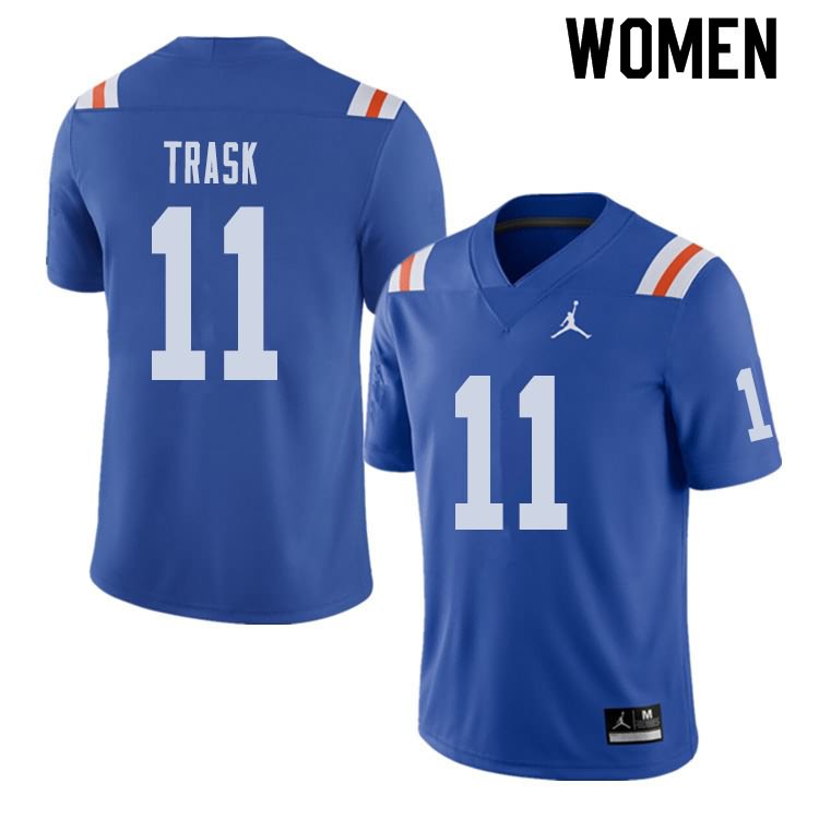 Women's NCAA Florida Gators Kyle Trask #11 Stitched Authentic Alternate Jordan Brand Royal Throwback College Football Jersey UUF4565ZO